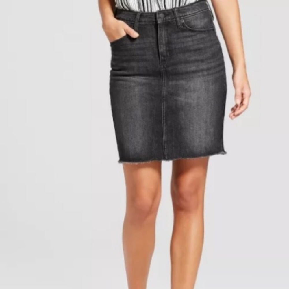 ❤️3X20 UNIVERSAL THREAD Women Black Wash Denim Midi Skirt | 6/28 R